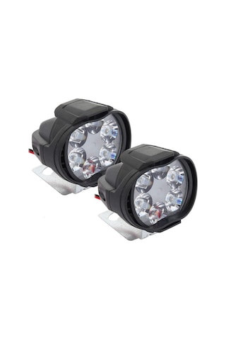 2 Adet 6 Ledli Motosiklet Scooter Uyumlu Led Sis Farı Çakar Ve Sabit Mod Açma Kapatma Tuşlu Lamba