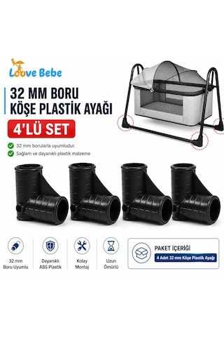 32 Lik 4 Adet Sağlam Plastik Bebek Beşik Köşe Ayağı Salıncak Ayağı Boru Birleştirme Siyah 32 Lik 4 Adet Sağlam Plastik Bebek Beşik Köşe Ayağı Salıncak Ayağı Boru Birleştirme Siyah
