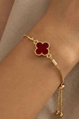 Gold Bordo Taşlı Asansör Bileklik Çok Renkli
