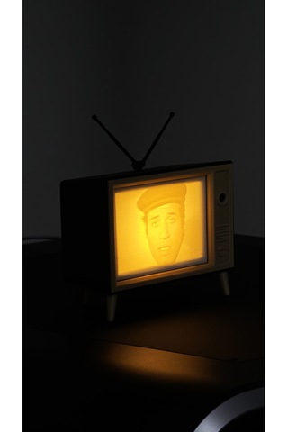 Morfem3d Özelleştirilebilir Retro Tv Görünümlü Aydınlatmalı Litofan Type-c Girişli Özel Tasarım Siyah - Beyaz