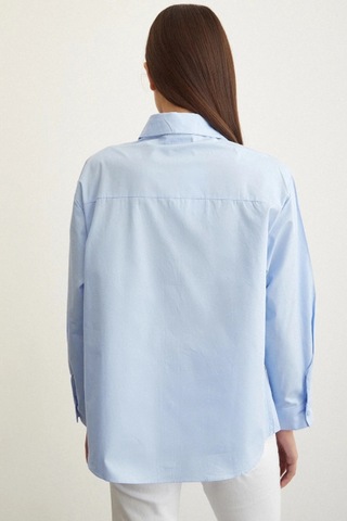 Meine Liebe Unterwäsche Taş Detaylı Oversize Gömlek Mavi