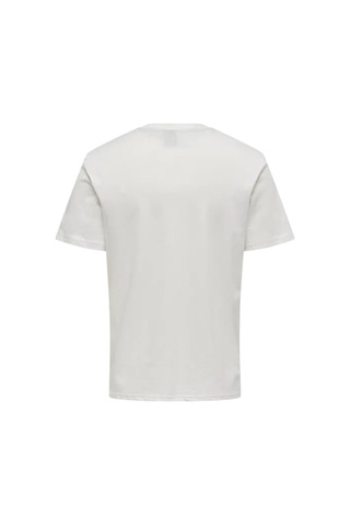 Only Bisiklet Yaka Baskılı Erkek T-shirt 22025304 Beyaz