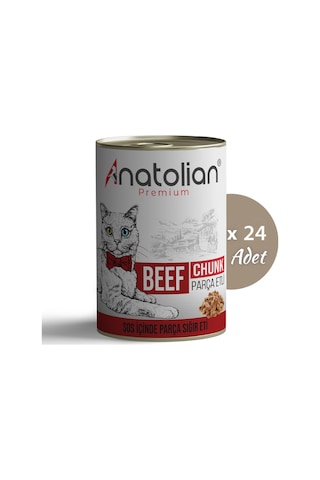Anatolian Premium Biftekli Parça Etli Yetişkin Kedi Konservesi 24 x 400 G