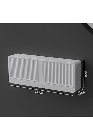 Youmex Banyo/ Mutfak İçin Beyaz Plastik Duvarlı Sabunluk, Deliği Olmayan Yapışkan Montaj, Su Akışı Tepsisi, 2 Bölmeli, Kuru Sabun Koruma Beyaz