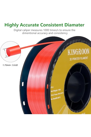 Kingroon Pla Silk Kırmızı Filament - 1kg