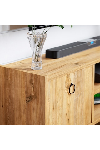 Tv Sehpası Kapaklı Raflı Tv Ünitesi Televizyon Sehpası Çam