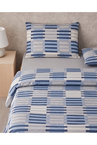 English Home Blockform Kolay Ütülenir Çift Kişilik Çarşaflı Nevresim Takımı 200x220 Cm Koyu Mavi-bej Koyu Mavi-bej
