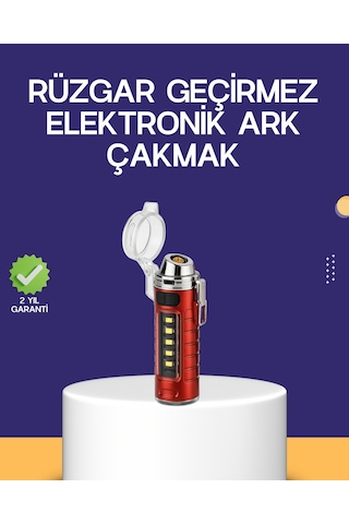 Hnrlıshp Usb Şarjlı Rüzgar Geçirmez Elektrikli Çakmak El Fenerli