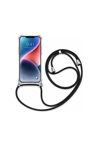 Oppo A74 Askılı Tank Şeffaf Kılıf Siyah