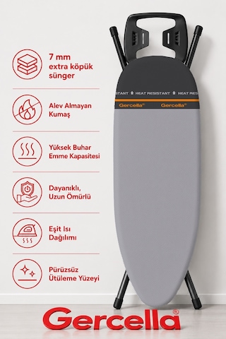 Optimum Plus Xxl 162x60cm Ütü Masası Bezi Örtüsü Kılıfı Gri-turuncu