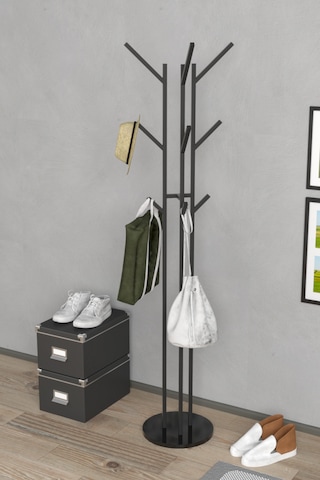 Retodesign 9 Kancali Metal Elbise Askisi, Portmanto Askisi, Antre Ayakli Aski 5101 Siyah