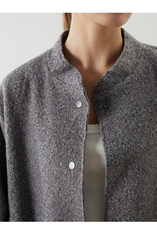 Lcwaıkıkı Classic Gri Kolej Yaka Oversize Kadın Bomber Mont