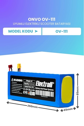 Onvo Ov-111 Uyumlu Batarya Eko Kapasite Batarya 48v 10ah Pil Elektrikli Scooter Bataryası Çok Renkli