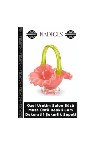 Özel Üretim Salon Süsü Masa Üstü Renkli Cam Dekoratif Şekerlik Sepeti