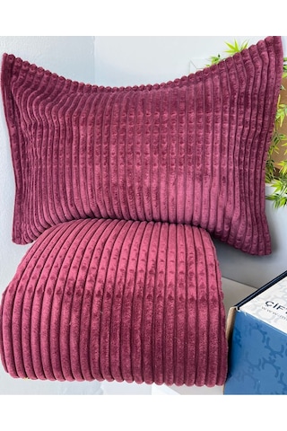 Nerahome Merinos Modern Line 3 Parça Battaniye Seti Bordo