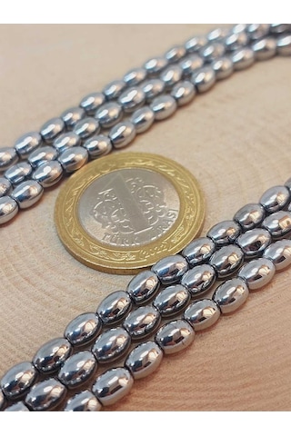 Bileklik Boy Hematit Taşı Arpa Kesim Yarım Dizi 4 5.5mm 49640 18cm Uzunluğundadır Çok Renkli