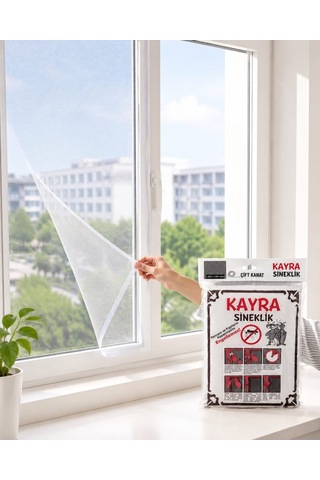 Çift Kanat Pencere Tül Sineklik 130x150 Cm 5 Cm Cırt Cırt Bantlı, Kesilebilir, Kolay Montajlı P
