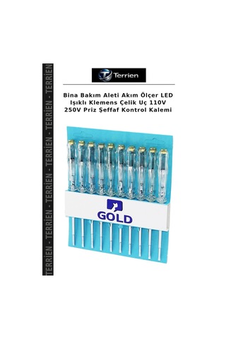 Bina Bakım Aleti Akım Ölçer Led Işıklı Klemens Çelik Uç 110v 250v Priz Şeffaf Kontrol Kalemi