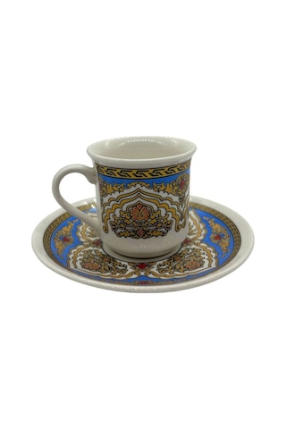Desenli 6'lı Kahve Fincanı Bej