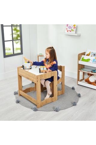 Martı Montessori Çocuk Oyun Çalışma Aktivite Masası ve Sandalye 4-6 Yaş Ahşap