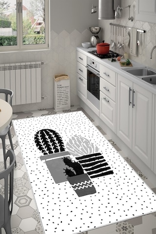 West Home Dijital Baskılı Yıkanabilir Kaymaz Taban Mutfak Halısı Wh 349 Grey