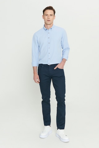 AC&Co / Altınyıldız Classics 360 Derece Her Yöne Esneyen Slim Fit Dar Kesim Diyagonal Desenli Erkek Pantolon Lacivert Çok Renkli