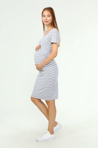 Luvmabelly Myra5331 - Hamile Elbisesi Çizgili - Gri-gri