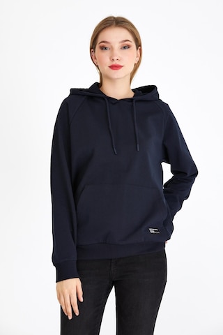 Comeor Kadın Lacivert Basic Kapüşonlu Regular Fit Rahat Sweatshirt 001