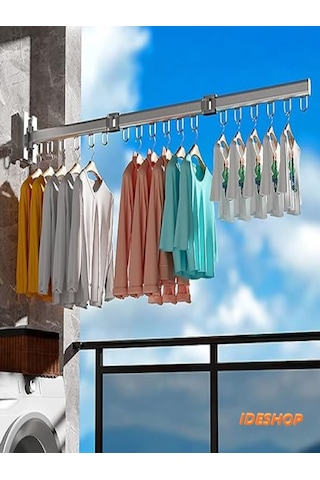 Elbise Kurutma Askısı, Katlanabilir Balkon, Çamaşırhane, Banyo Al Gri