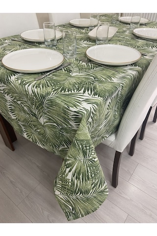 Sıvı Geçirmez Dertsiz Masa Örtüsü Yeşil Bambu Desenli