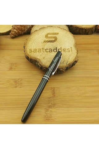 İsme Özel Metal Siyah Pürmüz Alevli Çakmak + Kalem li