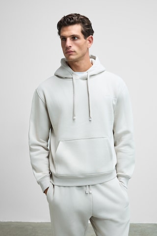 Grimelange Scarn Erkek Pamuklu İçi Polarlı Nakışlı Kapüşonlu Relaxed Gri Sweatshirt