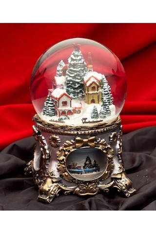 Yerli, El Boyaması, Müzikli Ve Kendinden Üflemeli,klasik Desenli,120 Mm Noel Kar Küresi.