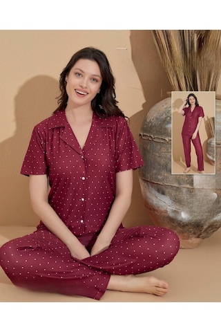 Boyraz Kadın Milan Boydan Düğmeli Kısa Kol İnce Pijama Takımı 11037 - 1 Adet 001