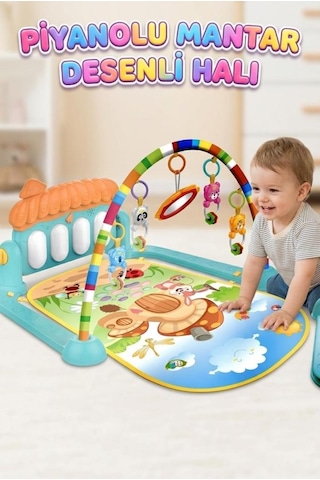 Babycim Piyanolu 3'ü 1 Arada Oyun Halısı Müzikli Işıklı Aynalı Eğitici Aktivite Oyun Halısı