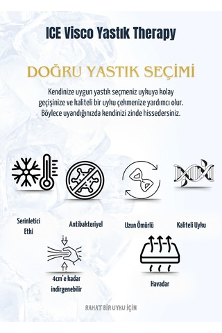 Ice Visco Yastık Boyun Fıtığı Boyun Düzleşmesi Destekli Lüks Yastık Taşıma Çantalı
