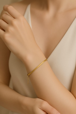 Zarifly Altın Kaplama İtalyan Zincir Bileklik - Kadın Bileklik Altın - Gold