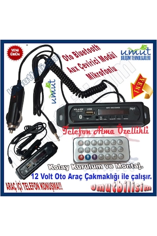 Oto Teyp Çevirici Aux Usb Sd Kart Bluetooth Dönüştürücü Kaliteli (516207807)