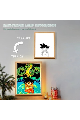 Anime Figürü Dragon Ball Işık Çerçevesi Led Gece Lambası Goku Vegeta 9 Çok Renkli
