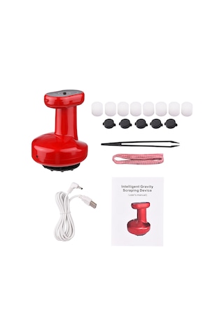 Youtek Elektrikli Isıtmalı Vakum Kan Grubu Cihazı - Akupunktur Noktalarını Uyararak Vücut Bakımı Ve Zayıflama İçin Fizyoterapi Aleti Usb İle Şarj Edilebilir Kırmızı