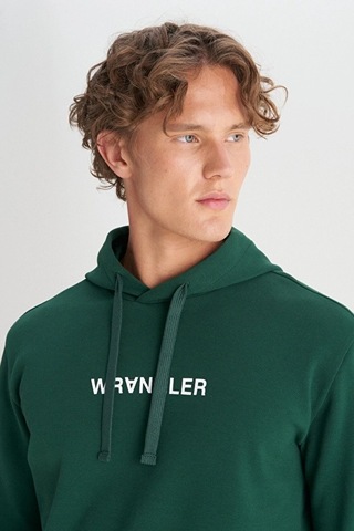 Wrangler Regular Fit Kapüşonlu Erkek Sweatshirt W2520122300 Yeşil