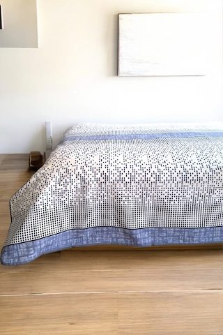 Alla Turca Çift Kişilik Modern Mozaik Desenli Pike İndigo 200x240 Cm %100 Pamuk Mavi