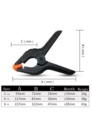 Kıskaç Klips Yaylı Işkence Plastik Kelepçe Güçlü Mafsallı Çene 5