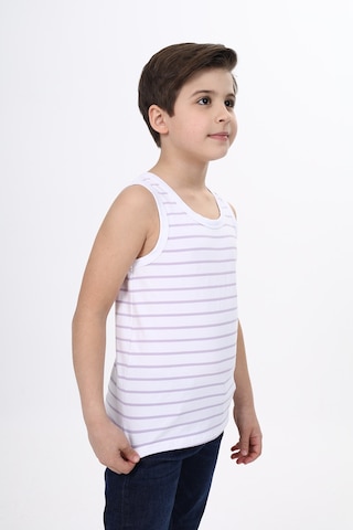 Toontoy Kids Toontoy Erkek Çocuk Çizgili Bisiklet Yaka Kolsuz Tişört Açık Lila