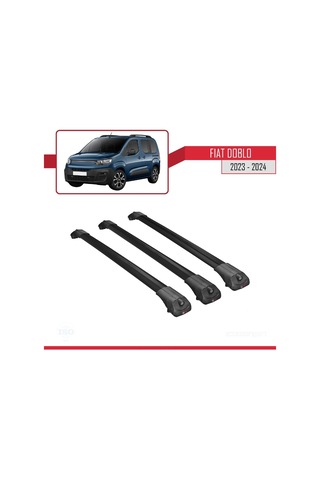 Fiat Doblo 2023 Ve Sonrası İle Uyumlu Ace-1 Ara Atkı Tavan Barı Siyah 3 Adet Bar