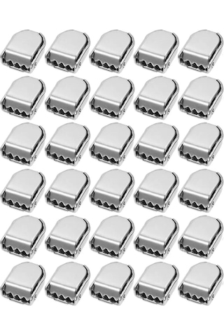 Ayakkabı Bağcık Klipsi Gümüş Metal 30 Adet Gümüş