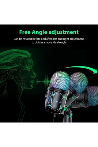 Novahub Profesyonel Rgb Işıklandırmalı Kondansatör Mikrofon, Oyun/kayıt/canlı Yayın, 48khz, Gürültü Azaltma, Usb