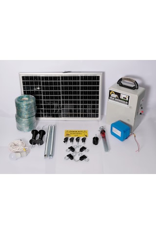 Elektrikli Çit 18a Lifepo Set-8 Domuz Ayı Kovucu 50 Watt Panel 1000mt Örgü 200 Ad. Ağaç İzolatör