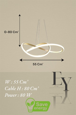 Ey Shop Eskitme Karçiçeği Model 3 Renk Led Kumandalı Avize Eskitme Gold