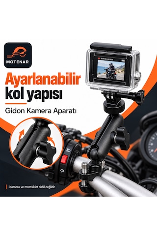 Motenar Gidon Bağlantılı Aksiyon Kamera Aparatı 360 Siyah